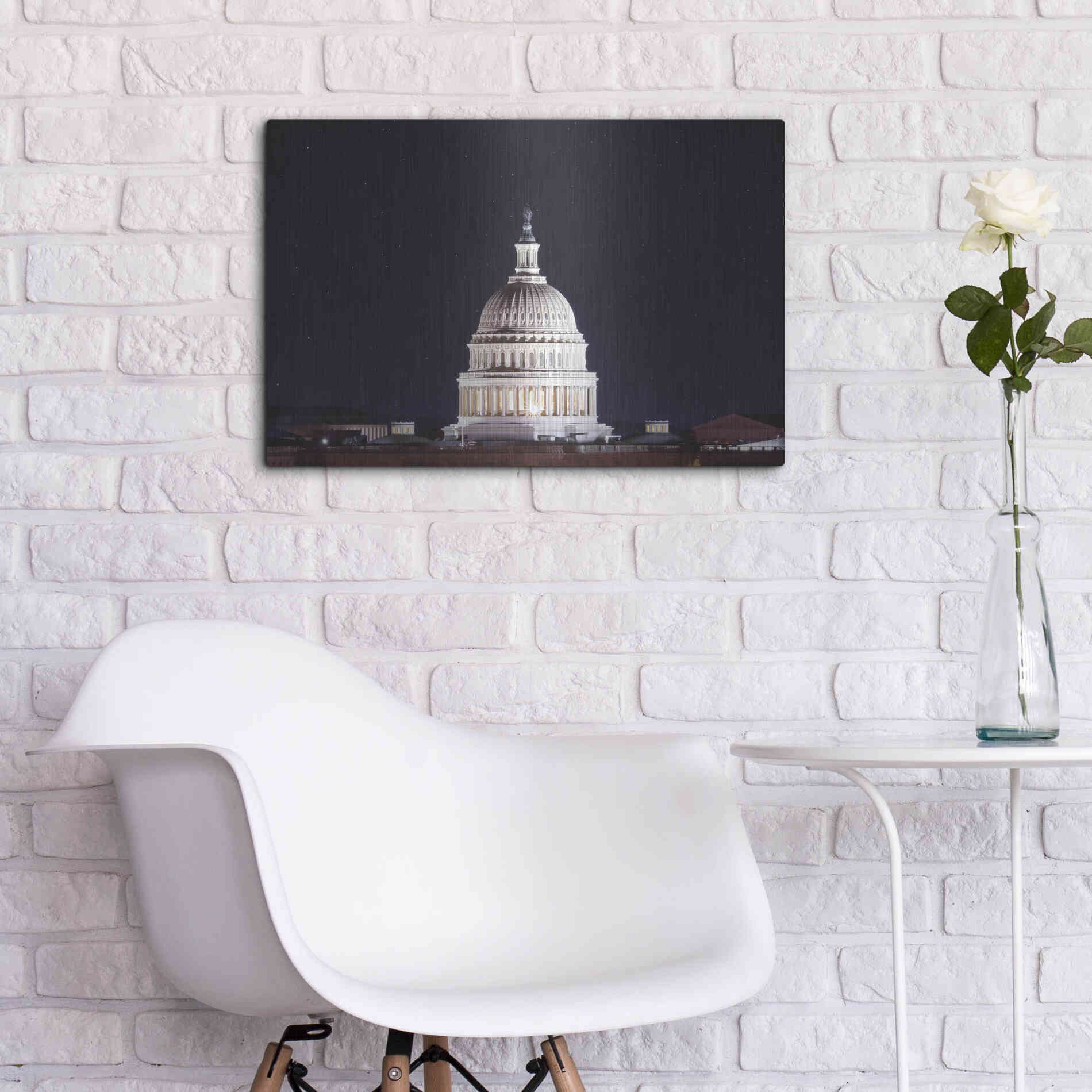Luxe Metal Art 'US Capital at Night' by Lori Deiter, Metal Wall Art,24x16