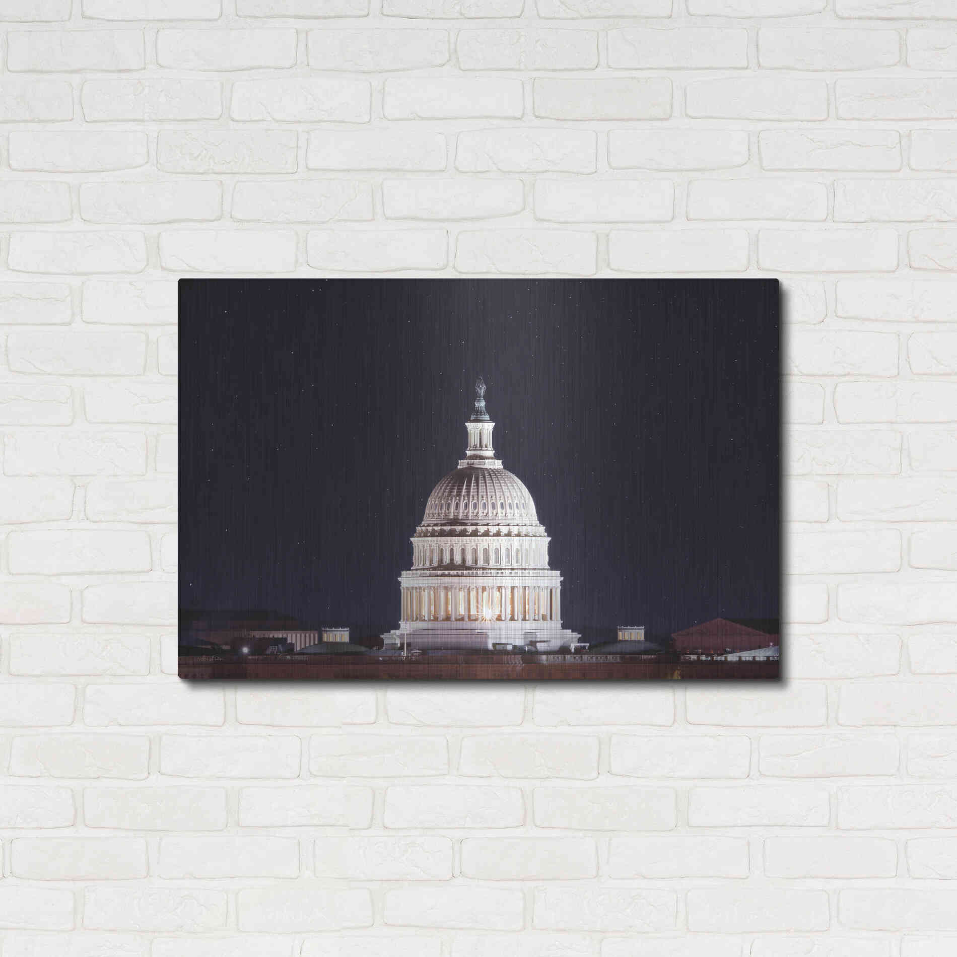 Luxe Metal Art 'US Capital at Night' by Lori Deiter, Metal Wall Art,36x24