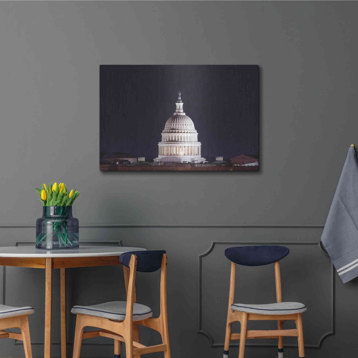 Luxe Metal Art 'US Capital at Night' by Lori Deiter, Metal Wall Art,36x24