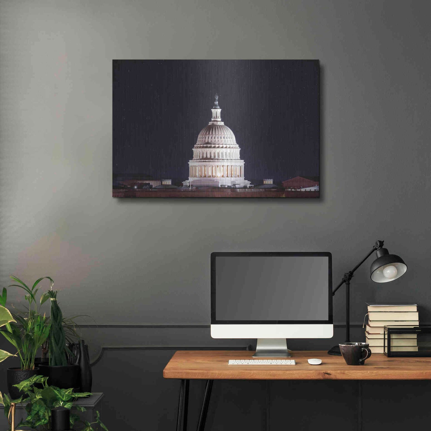 Luxe Metal Art 'US Capital at Night' by Lori Deiter, Metal Wall Art,36x24