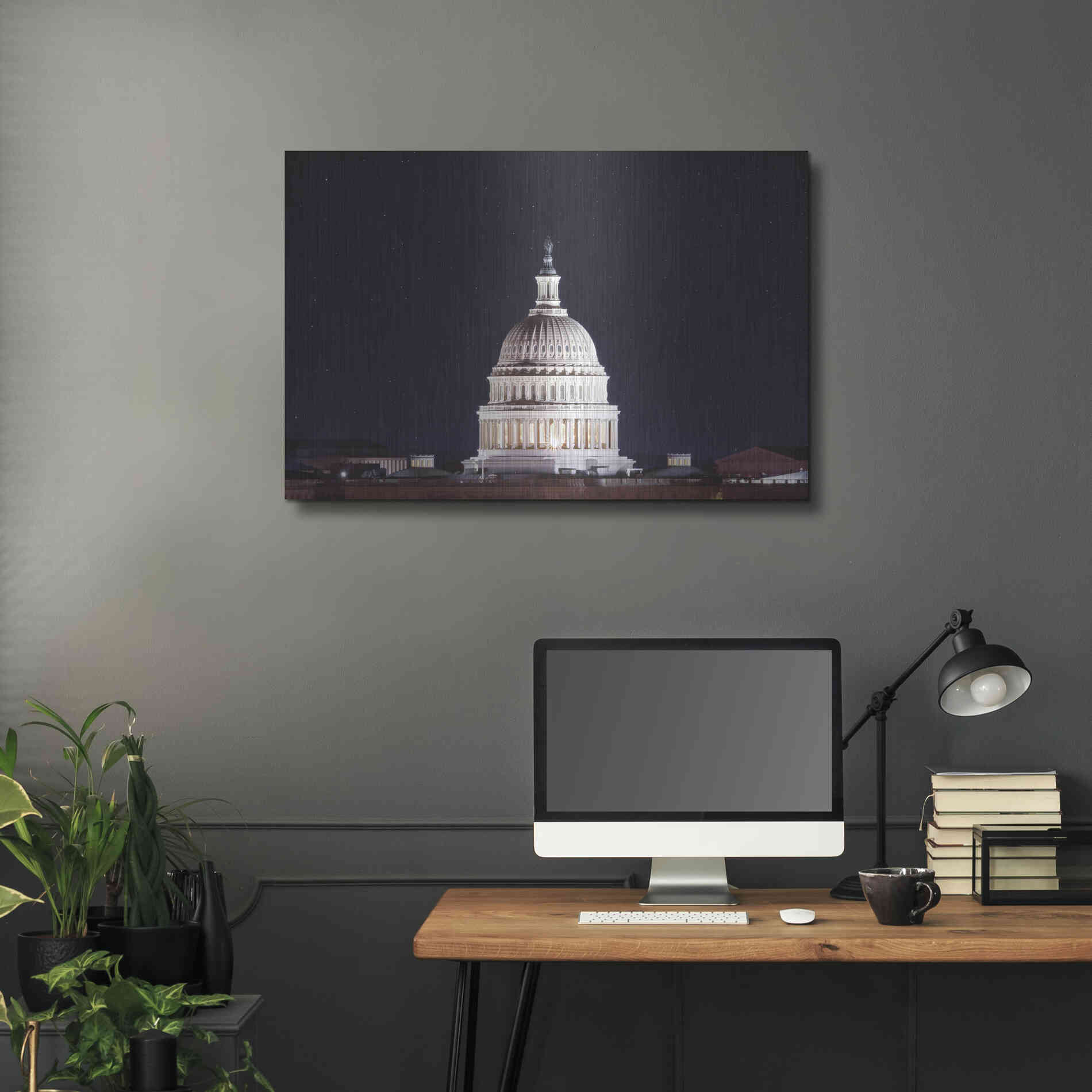 Luxe Metal Art 'US Capital at Night' by Lori Deiter, Metal Wall Art,36x24