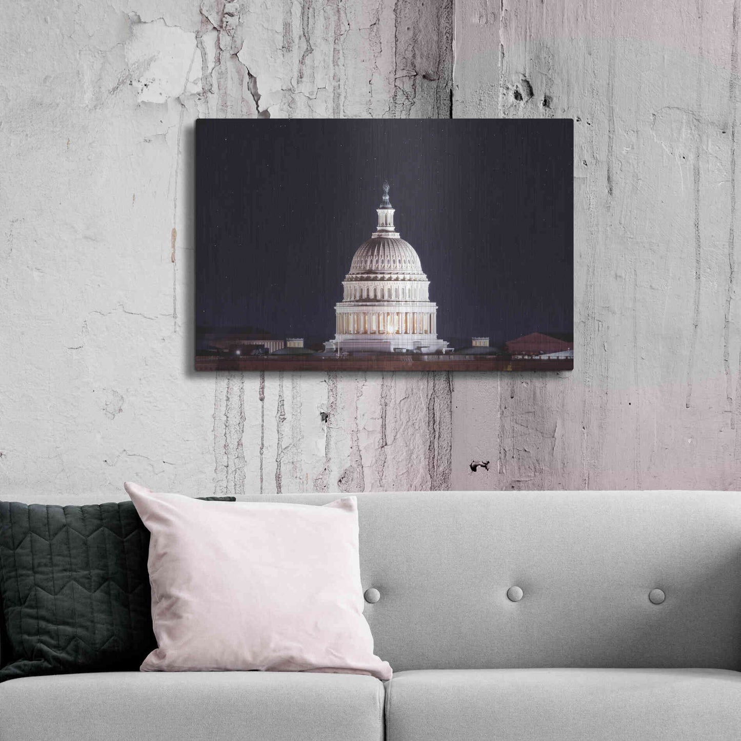 Luxe Metal Art 'US Capital at Night' by Lori Deiter, Metal Wall Art,36x24