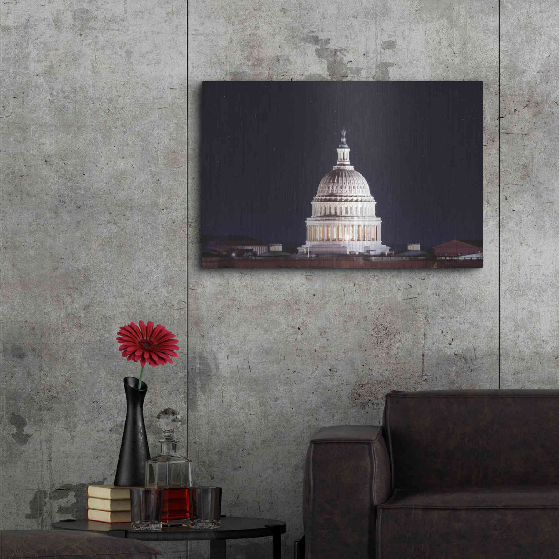 Luxe Metal Art 'US Capital at Night' by Lori Deiter, Metal Wall Art,36x24