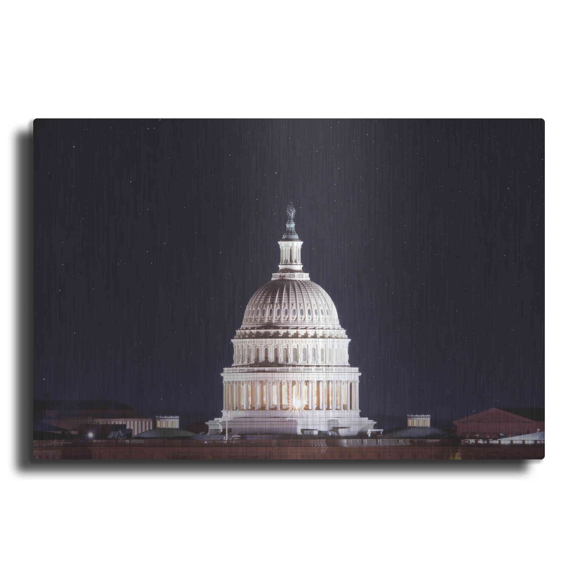 Luxe Metal Art 'US Capital at Night' by Lori Deiter, Metal Wall Art