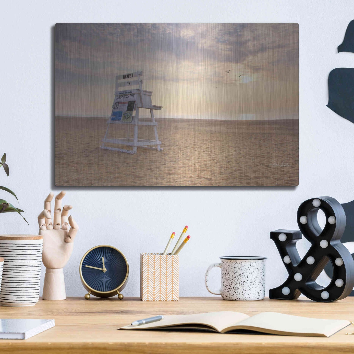 Luxe Metal Art 'Circles in the Sand' by Lori Deiter, Metal Wall Art,16x12