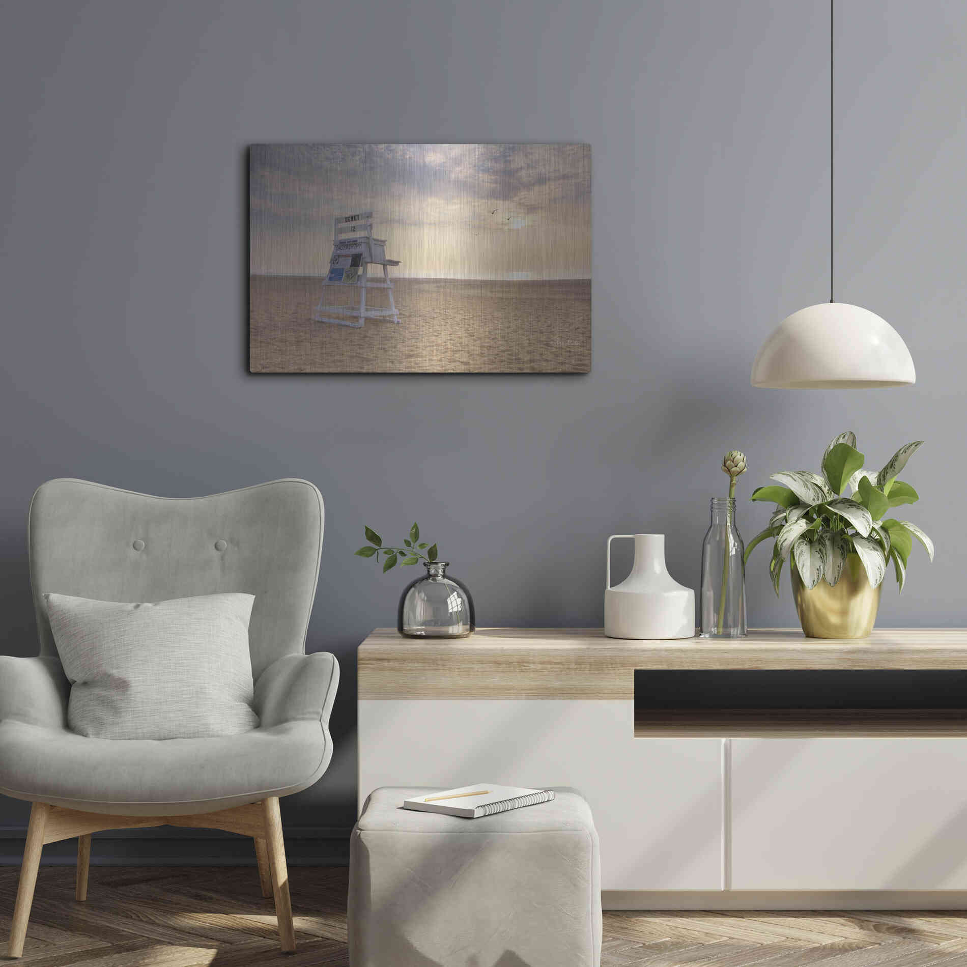 Luxe Metal Art 'Circles in the Sand' by Lori Deiter, Metal Wall Art,24x16