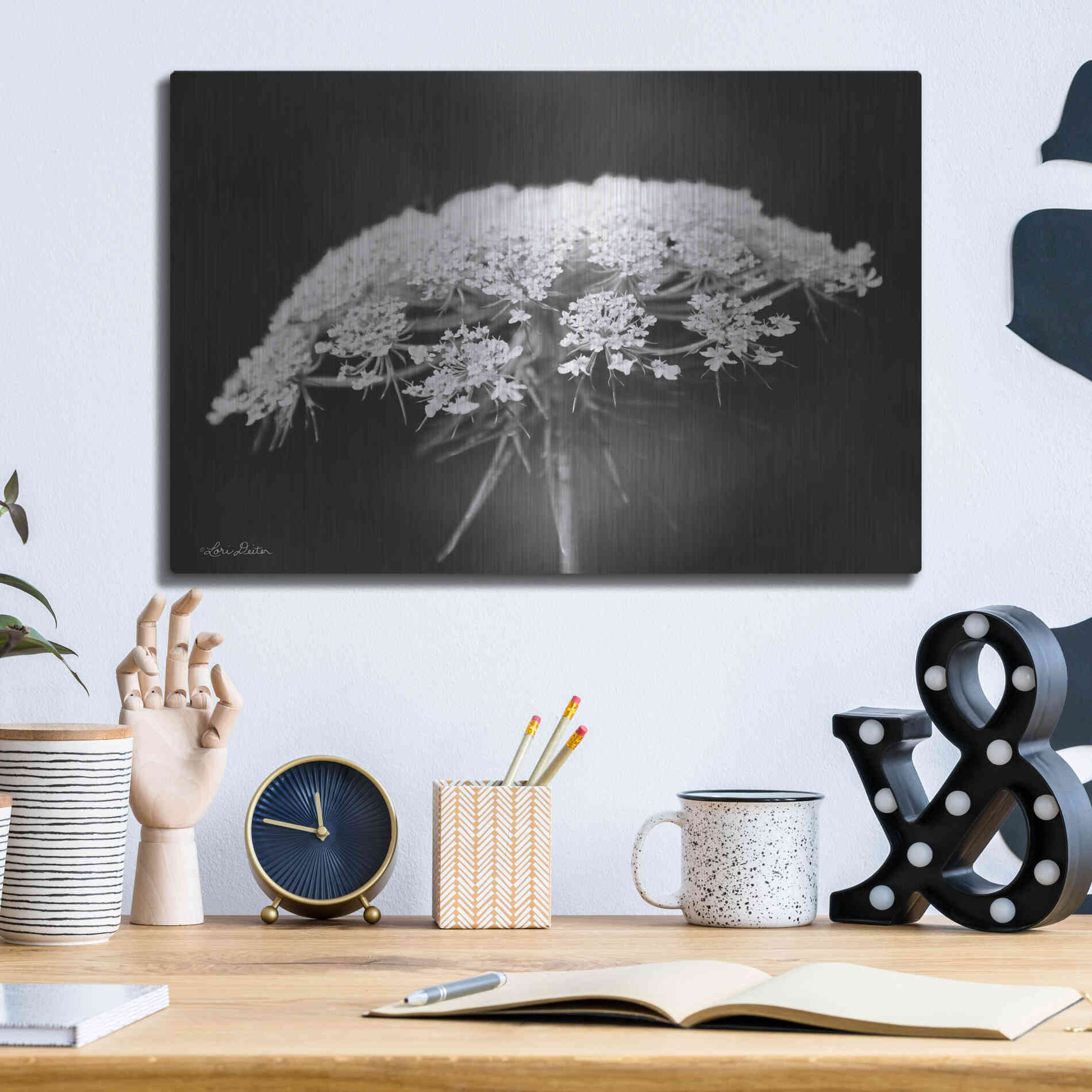 Luxe Metal Art 'Queen Anne's Lace' by Lori Deiter, Metal Wall Art,16x12