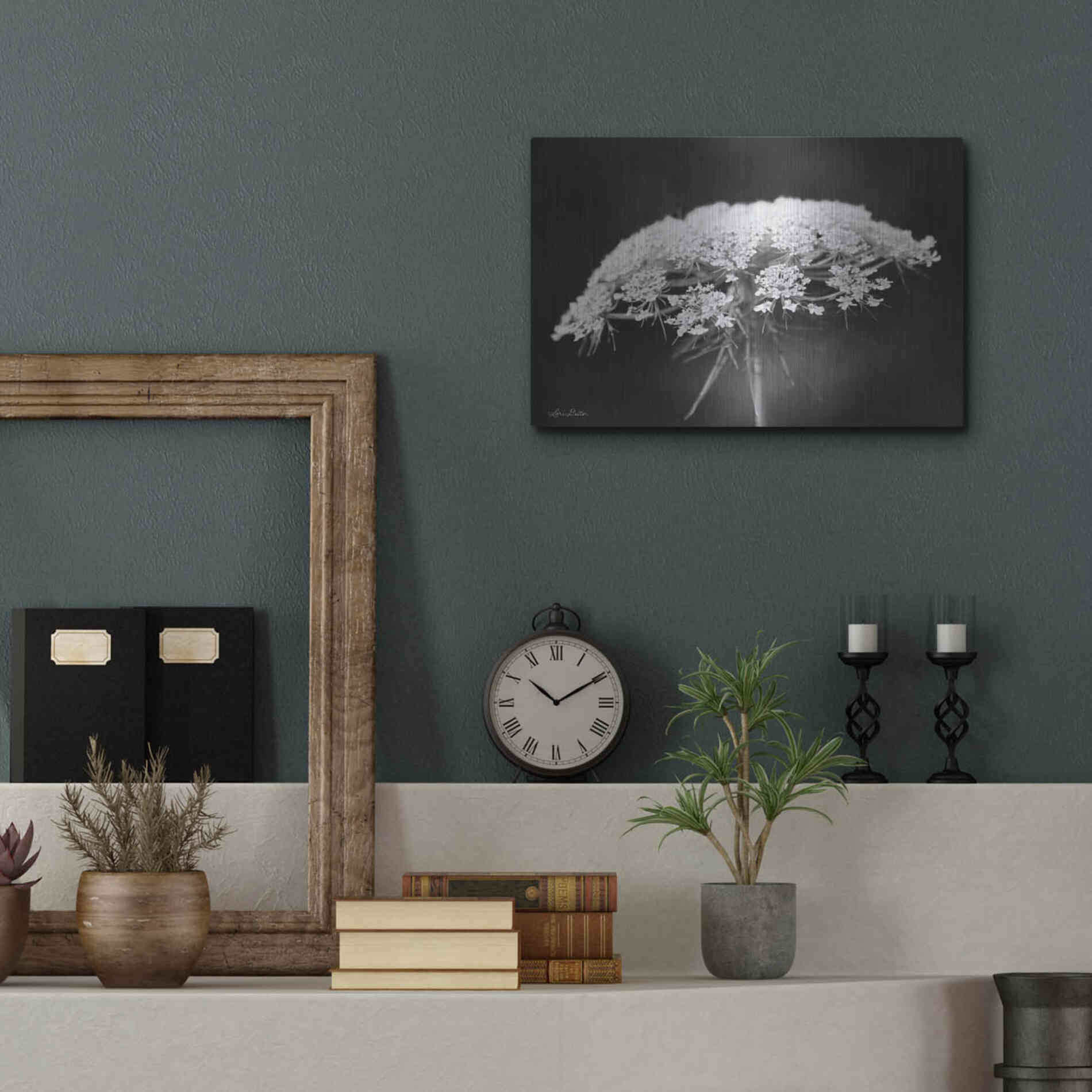 Luxe Metal Art 'Queen Anne's Lace' by Lori Deiter, Metal Wall Art,16x12