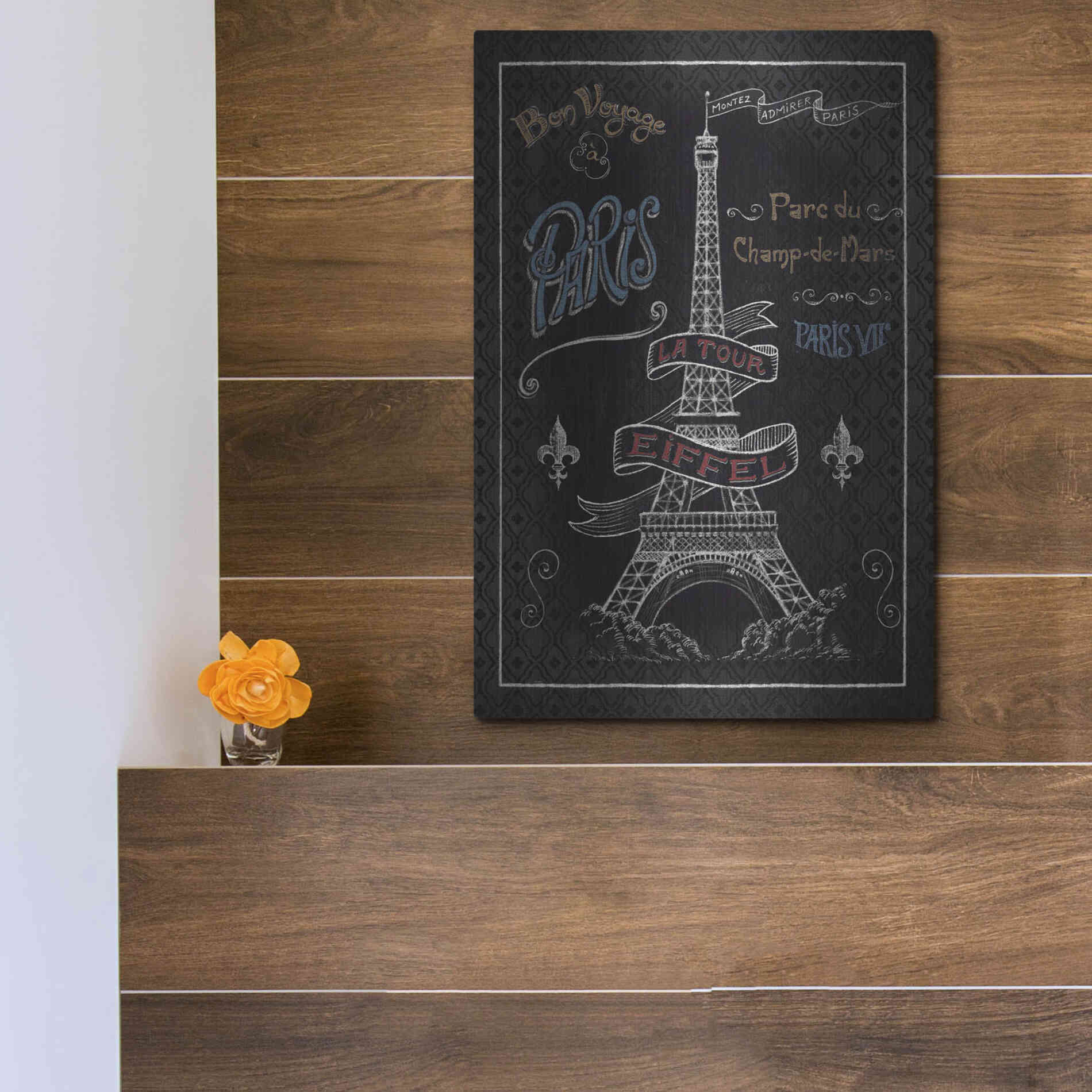 Luxe Metal Art 'Travel to Paris I' by Daphne Brissonet, Metal Wall Art,12x16