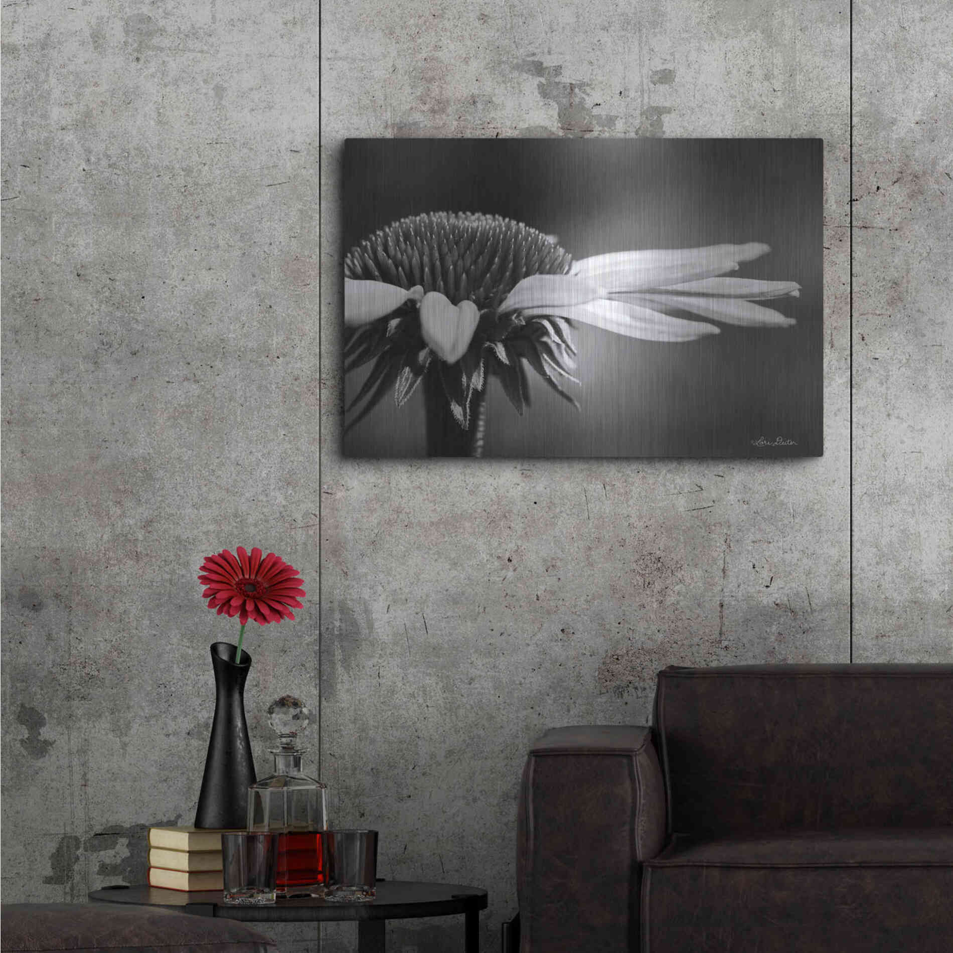 Luxe Metal Art 'Coneflower' by Lori Deiter, Metal Wall Art,36x24