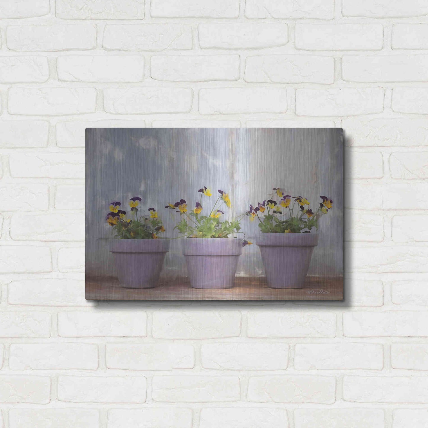 Luxe Metal Art 'Pansy Still Life I' by Lori Deiter, Metal Wall Art,24x16