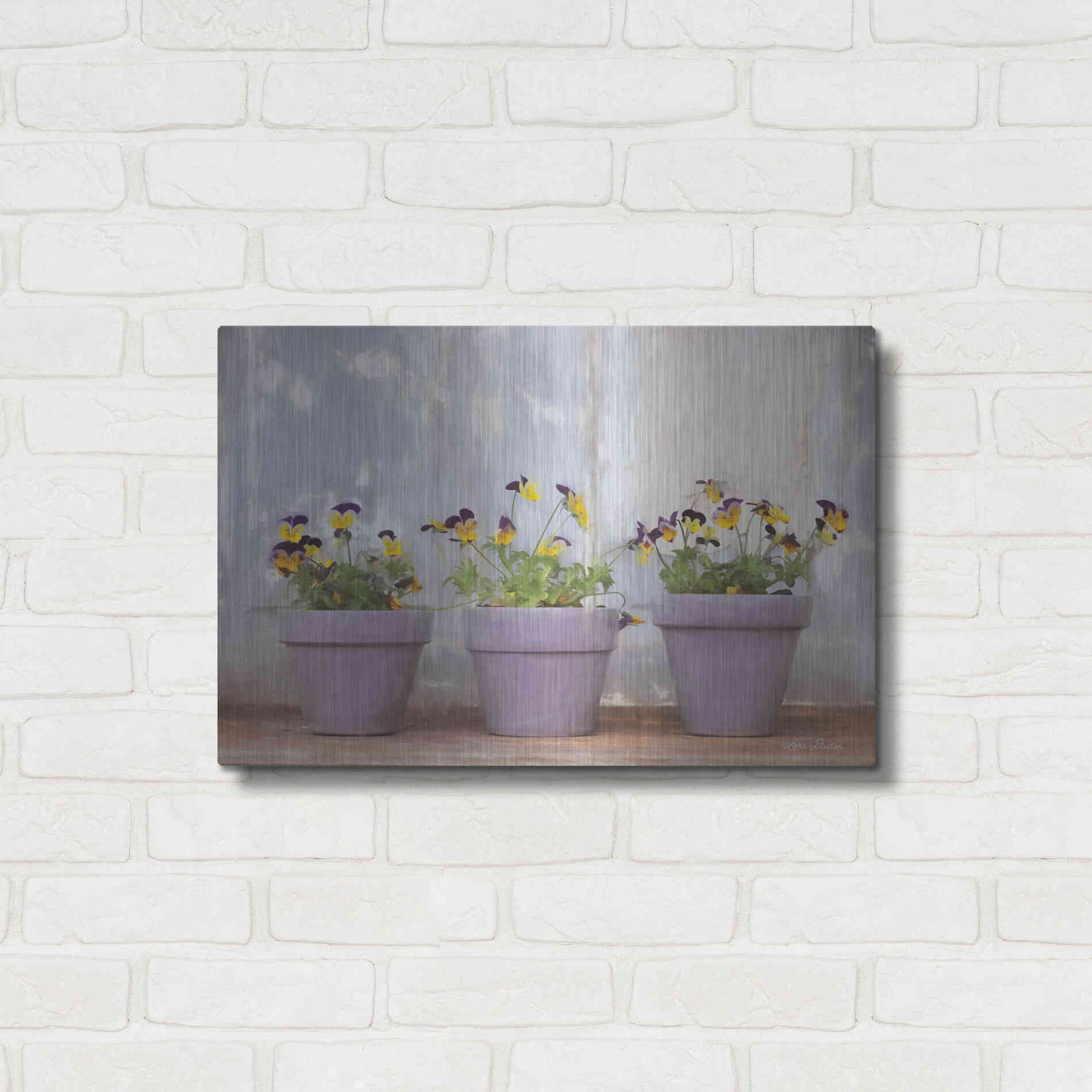 Luxe Metal Art 'Pansy Still Life I' by Lori Deiter, Metal Wall Art,24x16