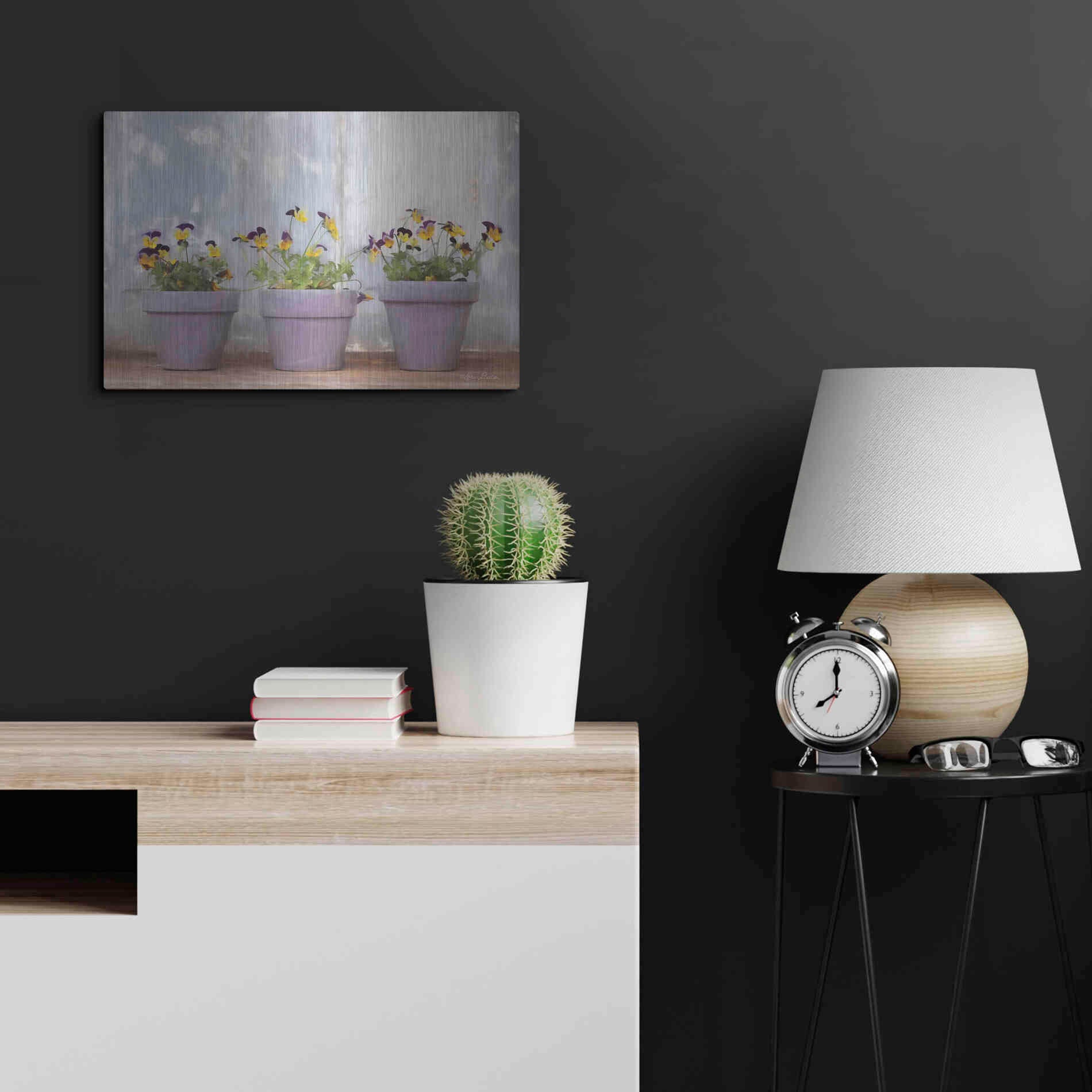 Luxe Metal Art 'Pansy Still Life I' by Lori Deiter, Metal Wall Art,24x16