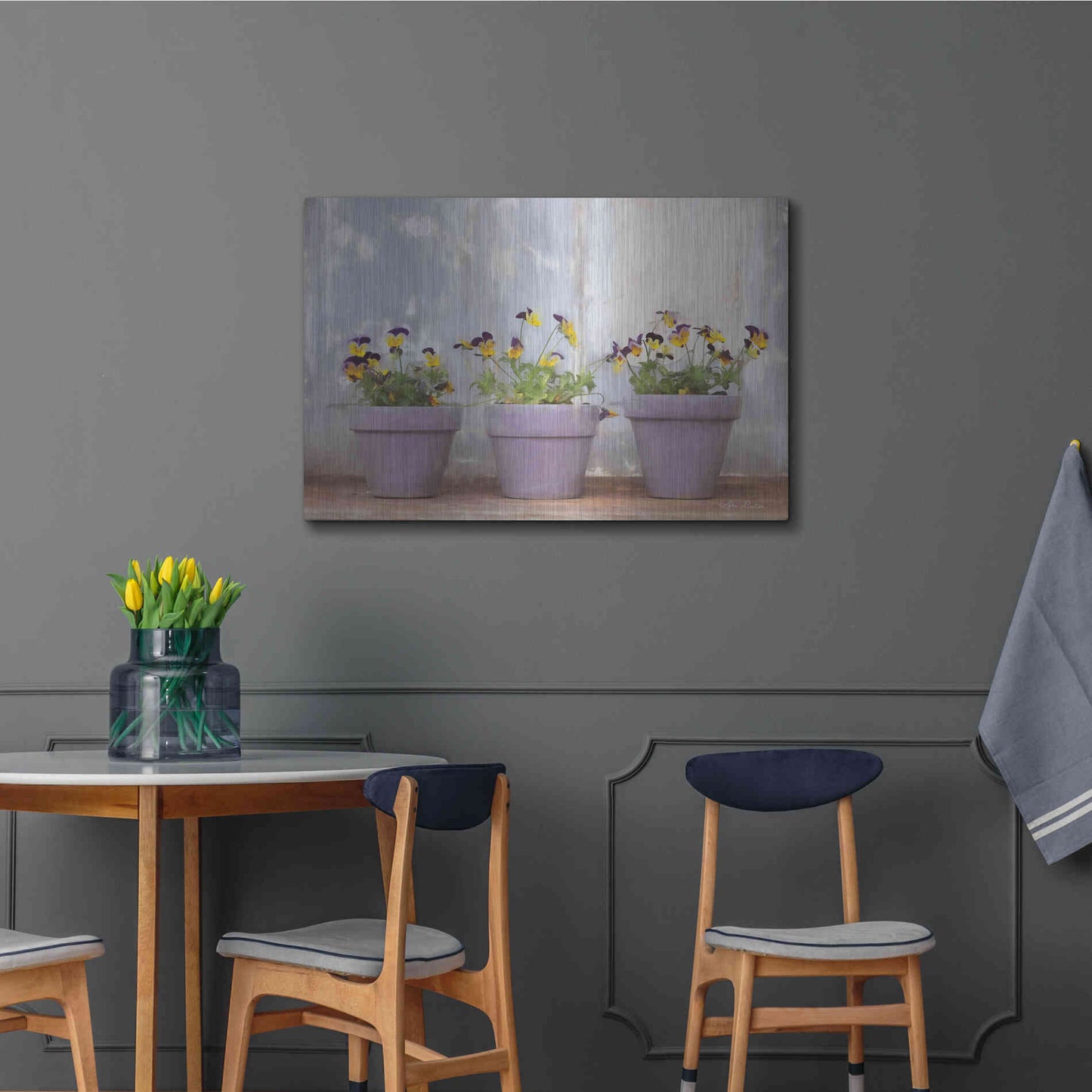 Luxe Metal Art 'Pansy Still Life I' by Lori Deiter, Metal Wall Art,36x24