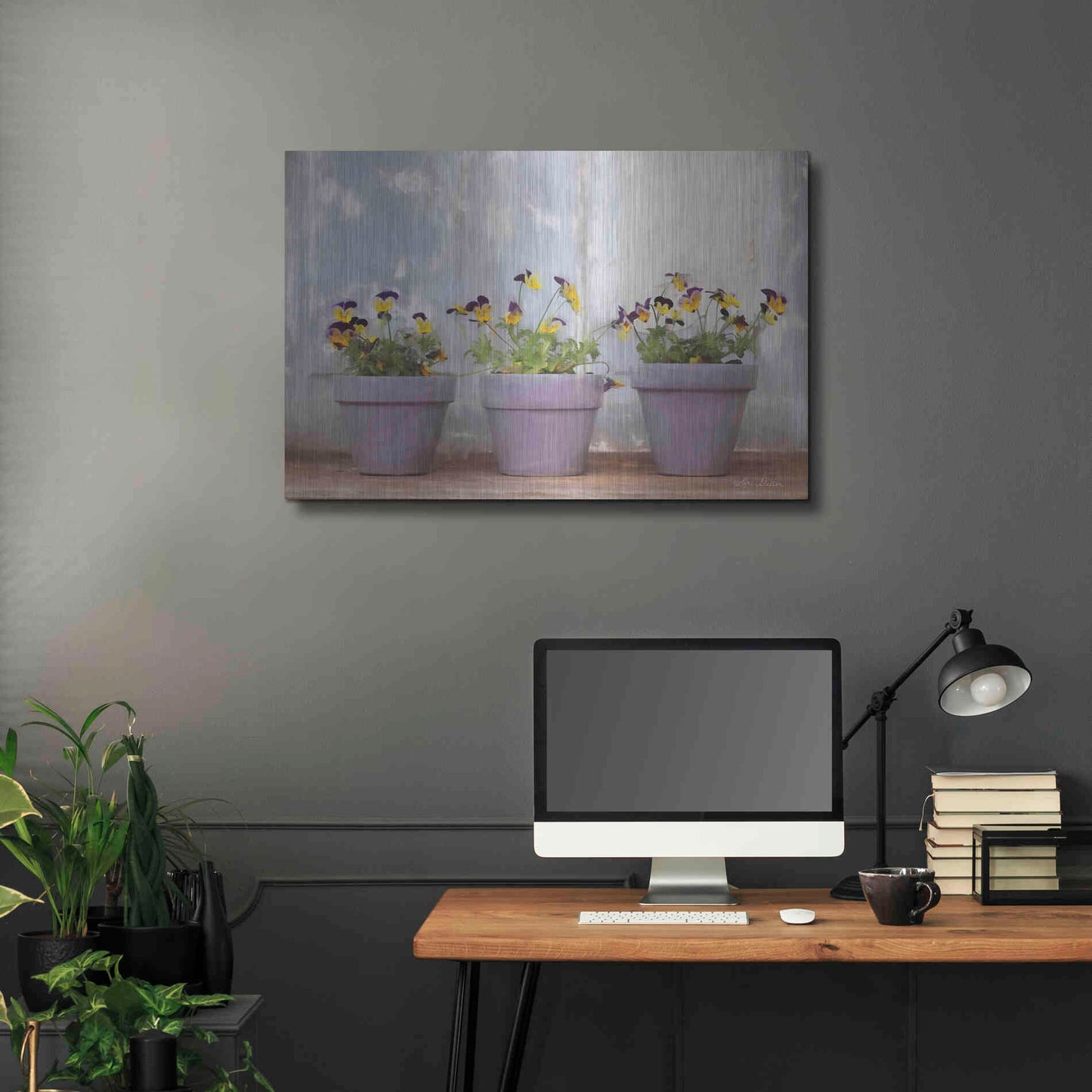 Luxe Metal Art 'Pansy Still Life I' by Lori Deiter, Metal Wall Art,36x24