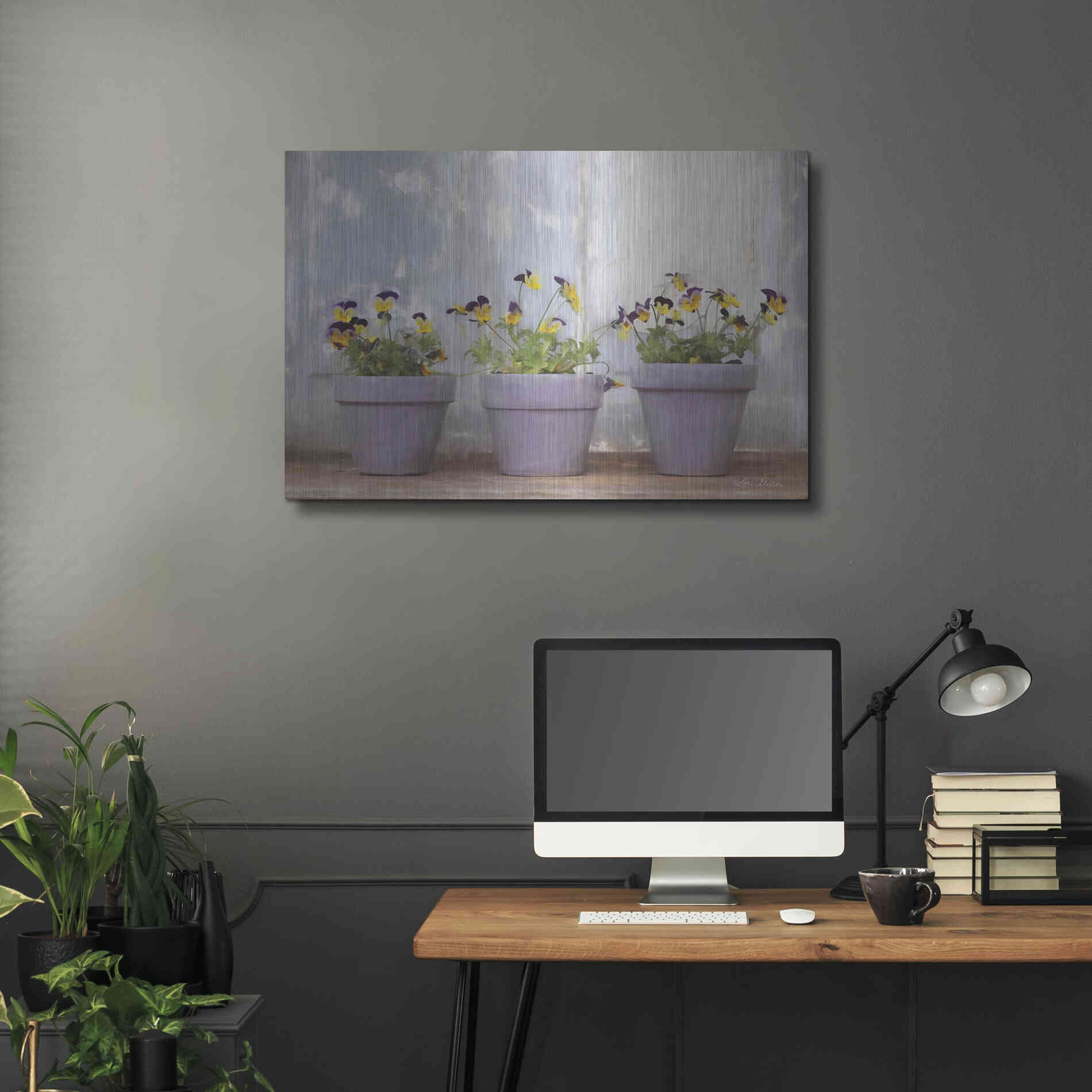 Luxe Metal Art 'Pansy Still Life I' by Lori Deiter, Metal Wall Art,36x24