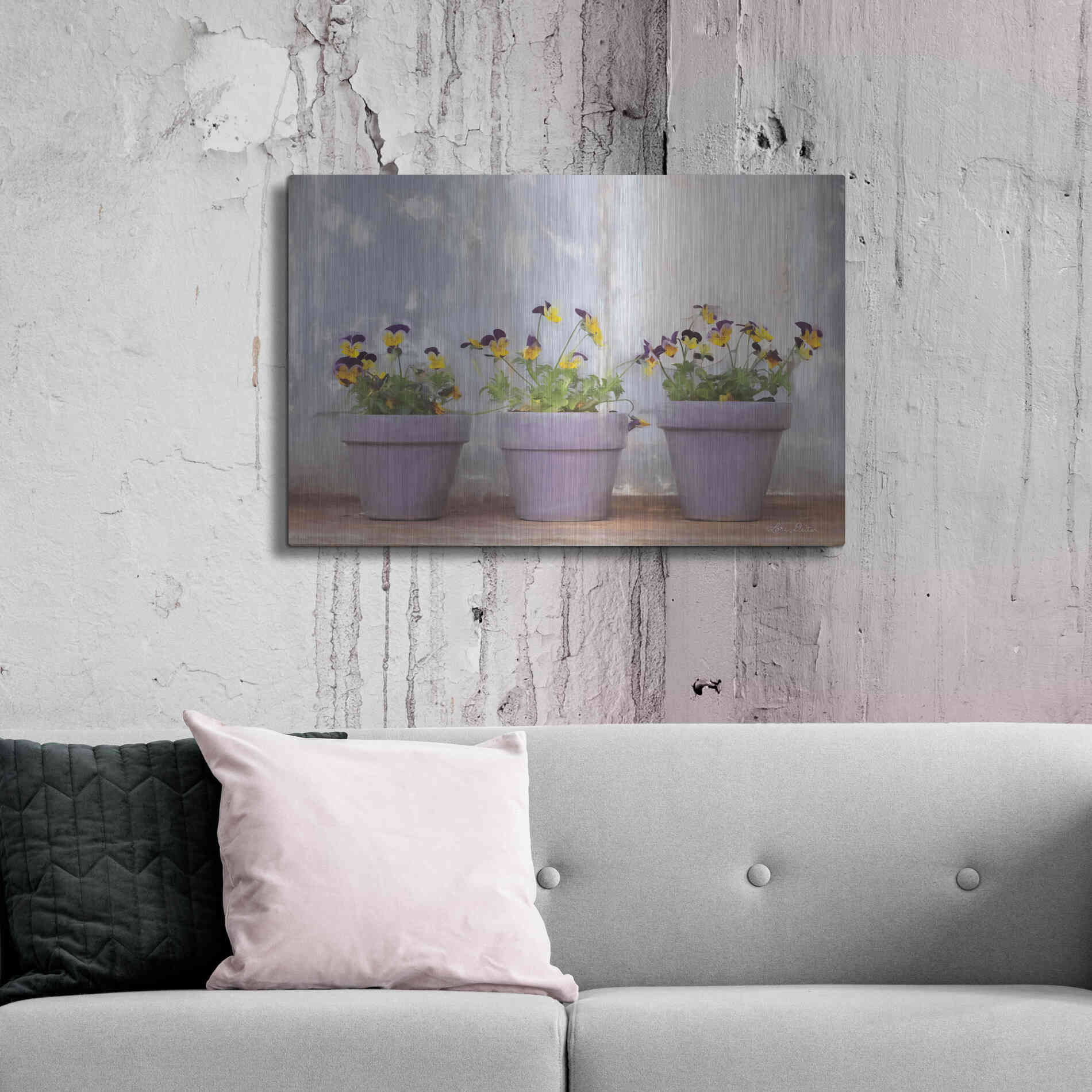 Luxe Metal Art 'Pansy Still Life I' by Lori Deiter, Metal Wall Art,36x24