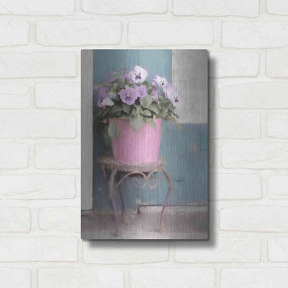 Luxe Metal Art 'Pansy Bucket' by Lori Deiter, Metal Wall Art,12x16