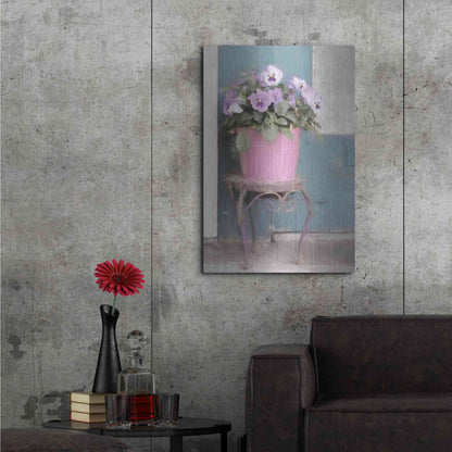 Luxe Metal Art 'Pansy Bucket' by Lori Deiter, Metal Wall Art,24x36