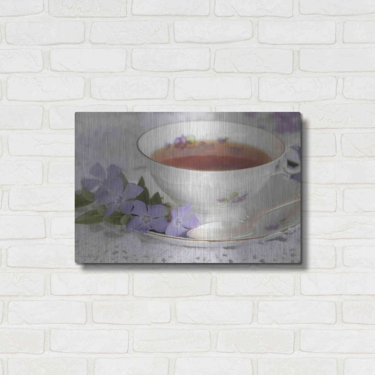 Luxe Metal Art 'Periwinkle and Tea' by Lori Deiter, Metal Wall Art,24x16