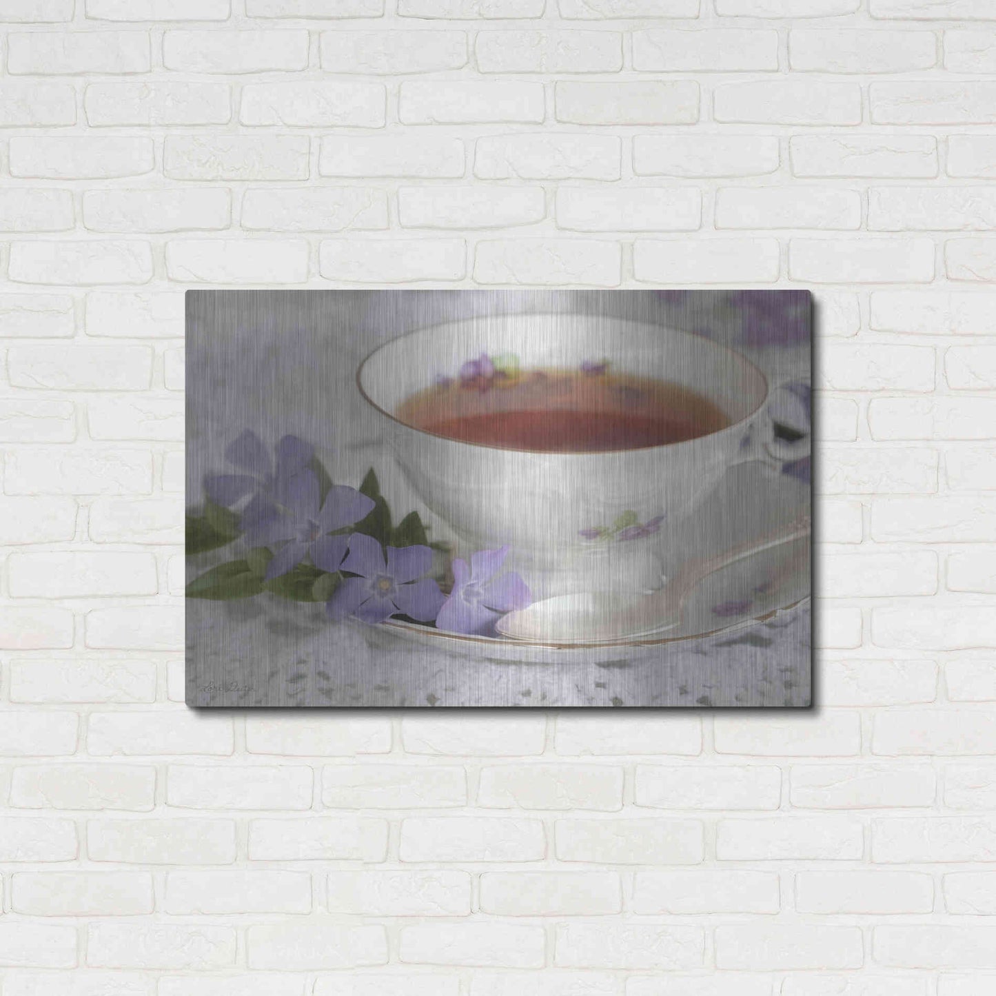 Luxe Metal Art 'Periwinkle and Tea' by Lori Deiter, Metal Wall Art,36x24