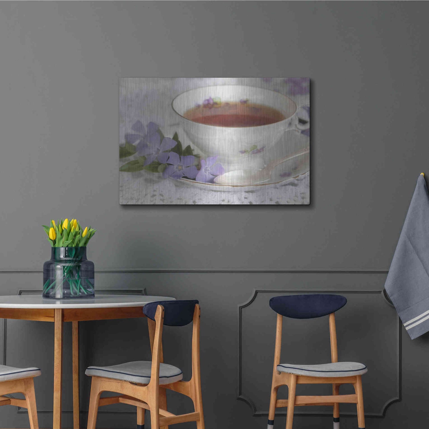 Luxe Metal Art 'Periwinkle and Tea' by Lori Deiter, Metal Wall Art,36x24