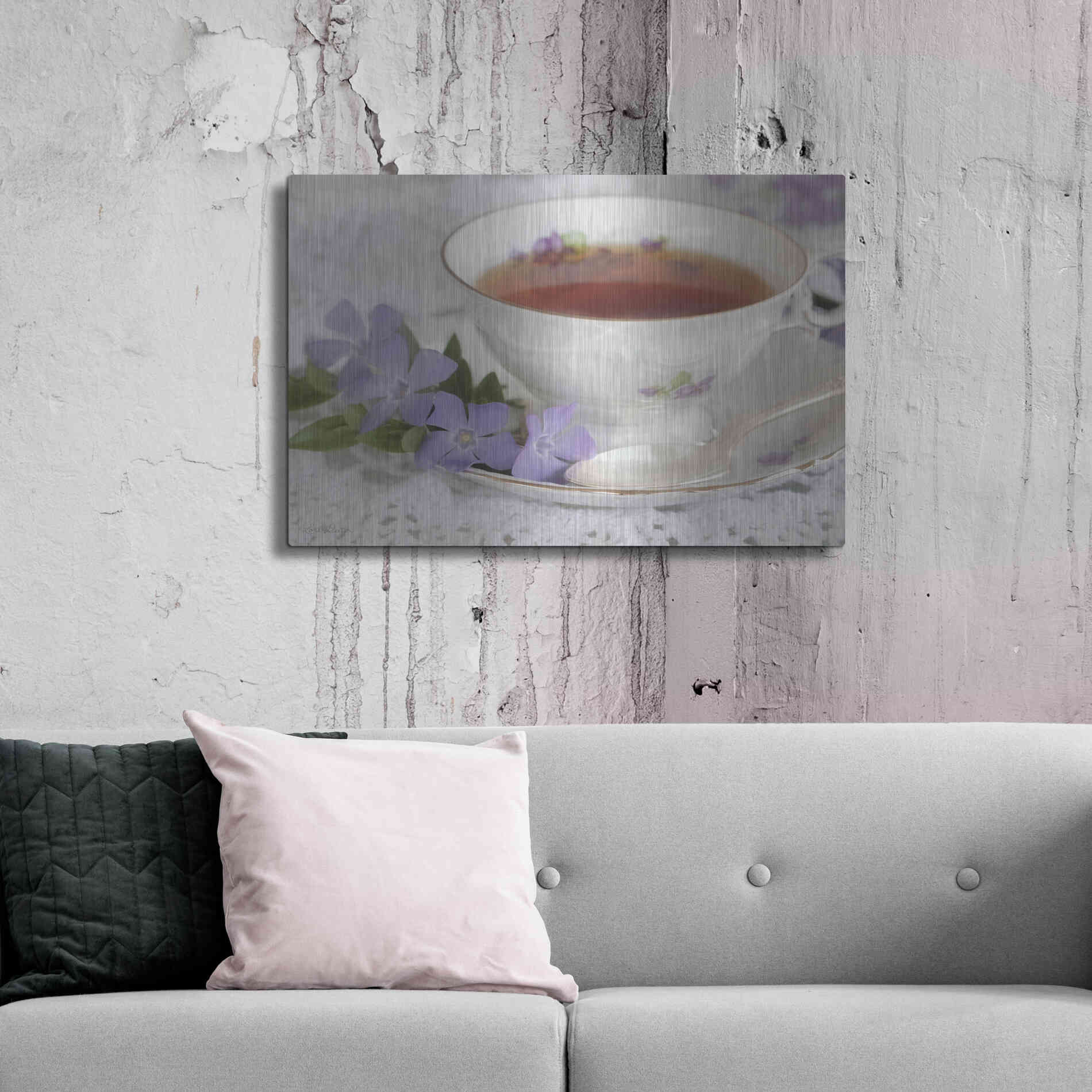 Luxe Metal Art 'Periwinkle and Tea' by Lori Deiter, Metal Wall Art,36x24