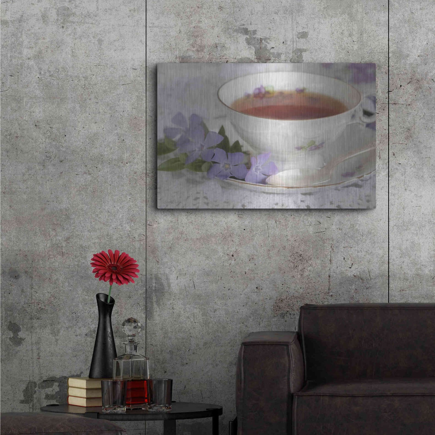 Luxe Metal Art 'Periwinkle and Tea' by Lori Deiter, Metal Wall Art,36x24