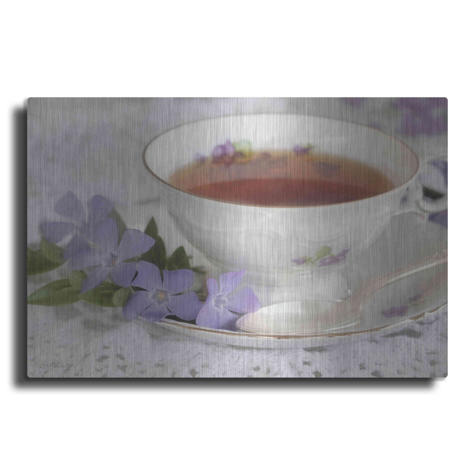 Luxe Metal Art 'Periwinkle and Tea' by Lori Deiter, Metal Wall Art