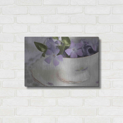 Luxe Metal Art 'Violet Teacup I' by Lori Deiter, Metal Wall Art,24x16