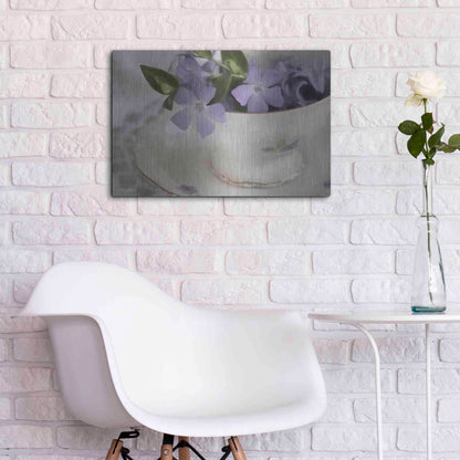 Luxe Metal Art 'Violet Teacup I' by Lori Deiter, Metal Wall Art,24x16