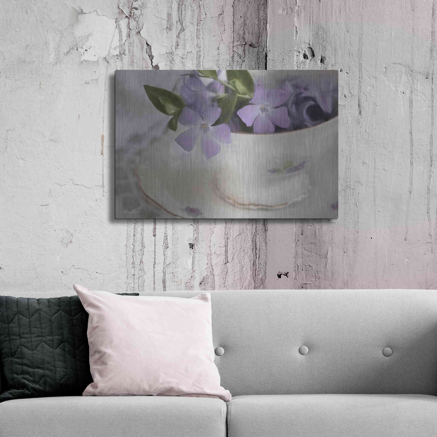 Luxe Metal Art 'Violet Teacup I' by Lori Deiter, Metal Wall Art,36x24