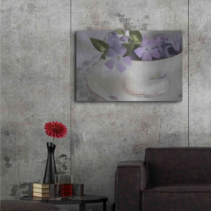 Luxe Metal Art 'Violet Teacup I' by Lori Deiter, Metal Wall Art,36x24