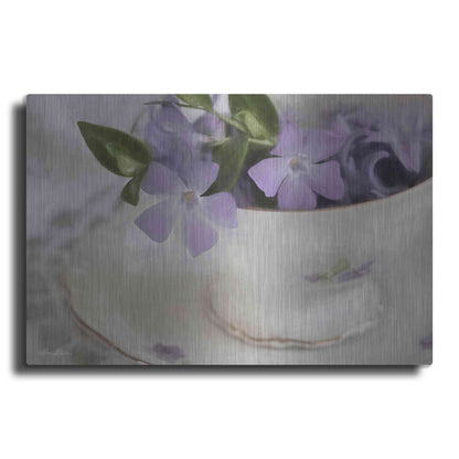 Luxe Metal Art 'Violet Teacup I' by Lori Deiter, Metal Wall Art