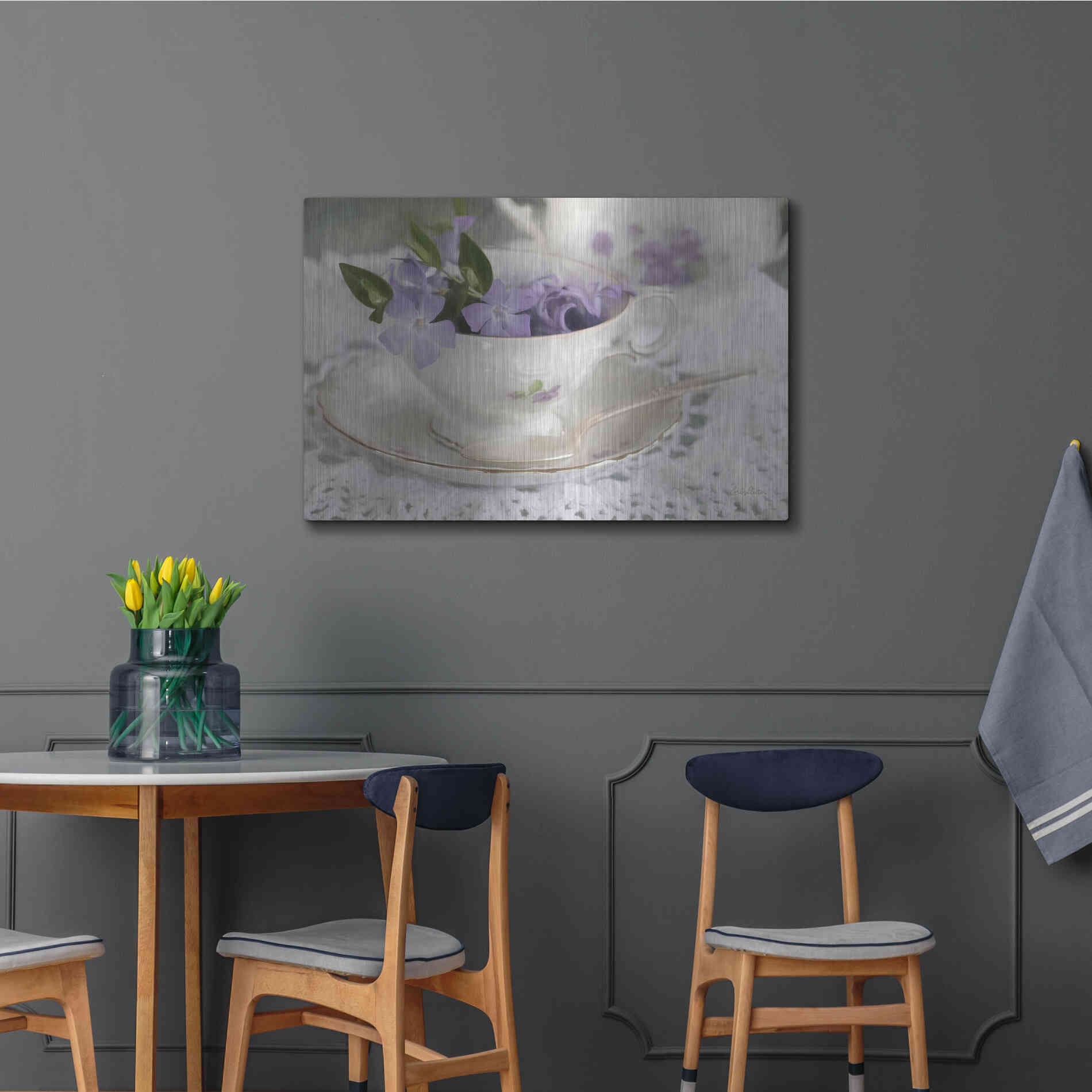 Luxe Metal Art 'Violet Teacup II' by Lori Deiter, Metal Wall Art,36x24