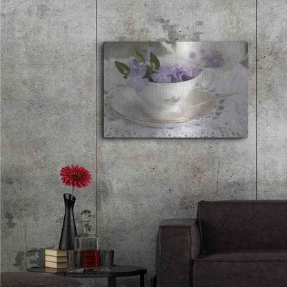 Luxe Metal Art 'Violet Teacup II' by Lori Deiter, Metal Wall Art,36x24