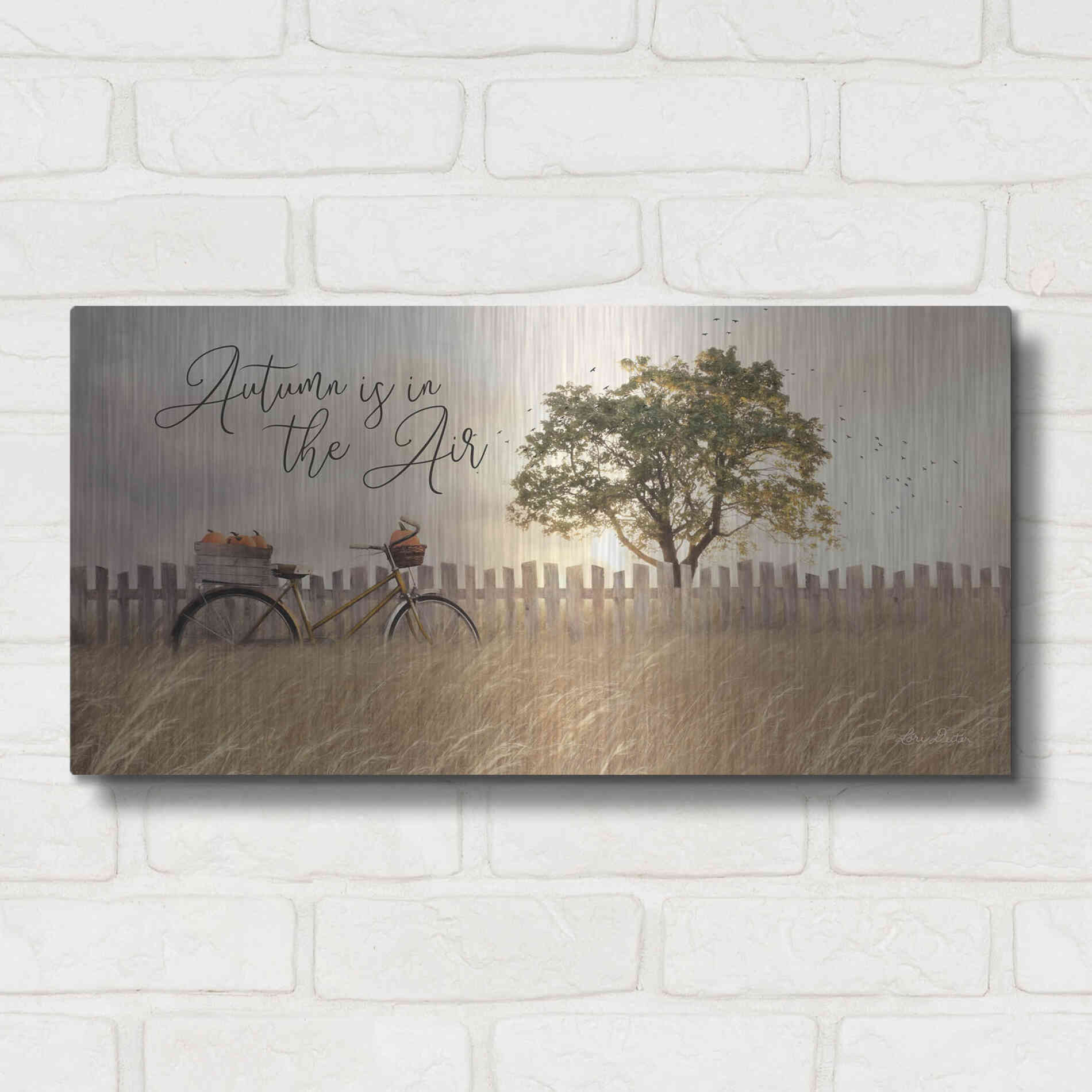 Luxe Metal Art 'Autumn is in the Air' by Lori Deiter, Metal Wall Art,24x12