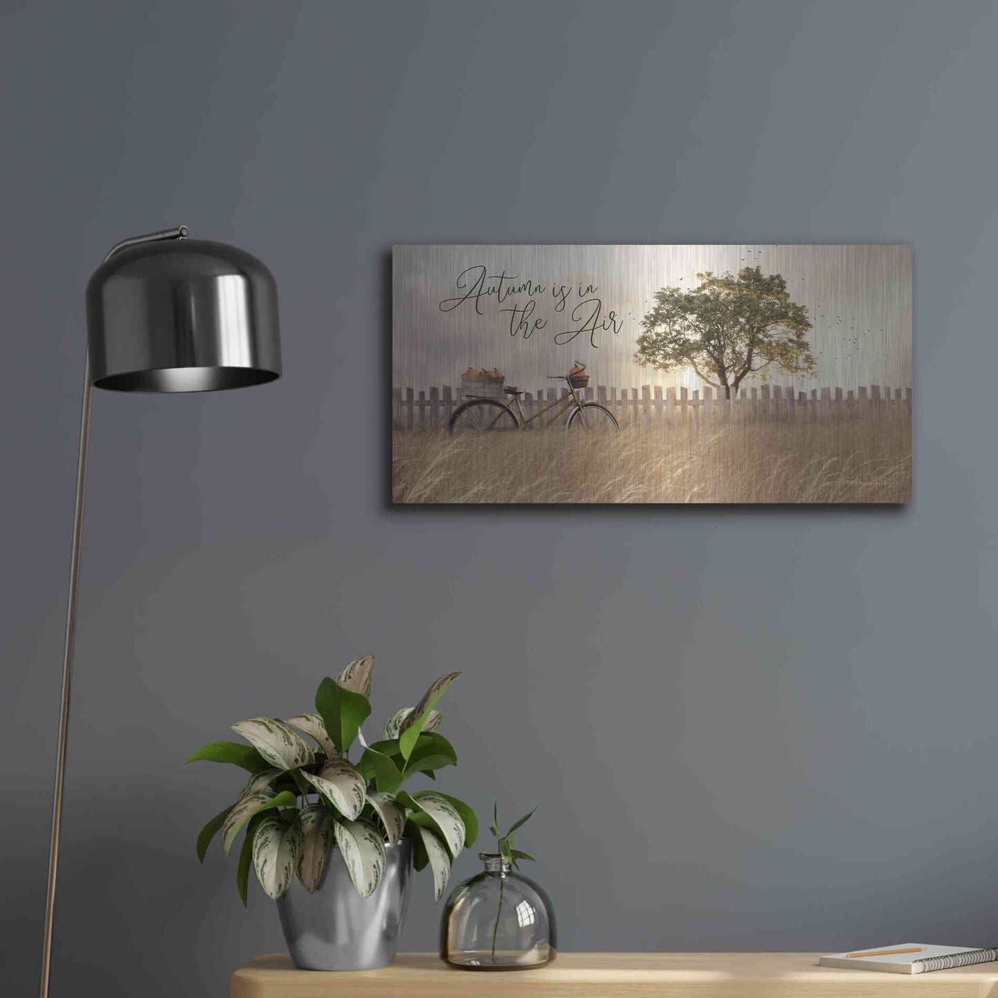 Luxe Metal Art 'Autumn is in the Air' by Lori Deiter, Metal Wall Art,24x12