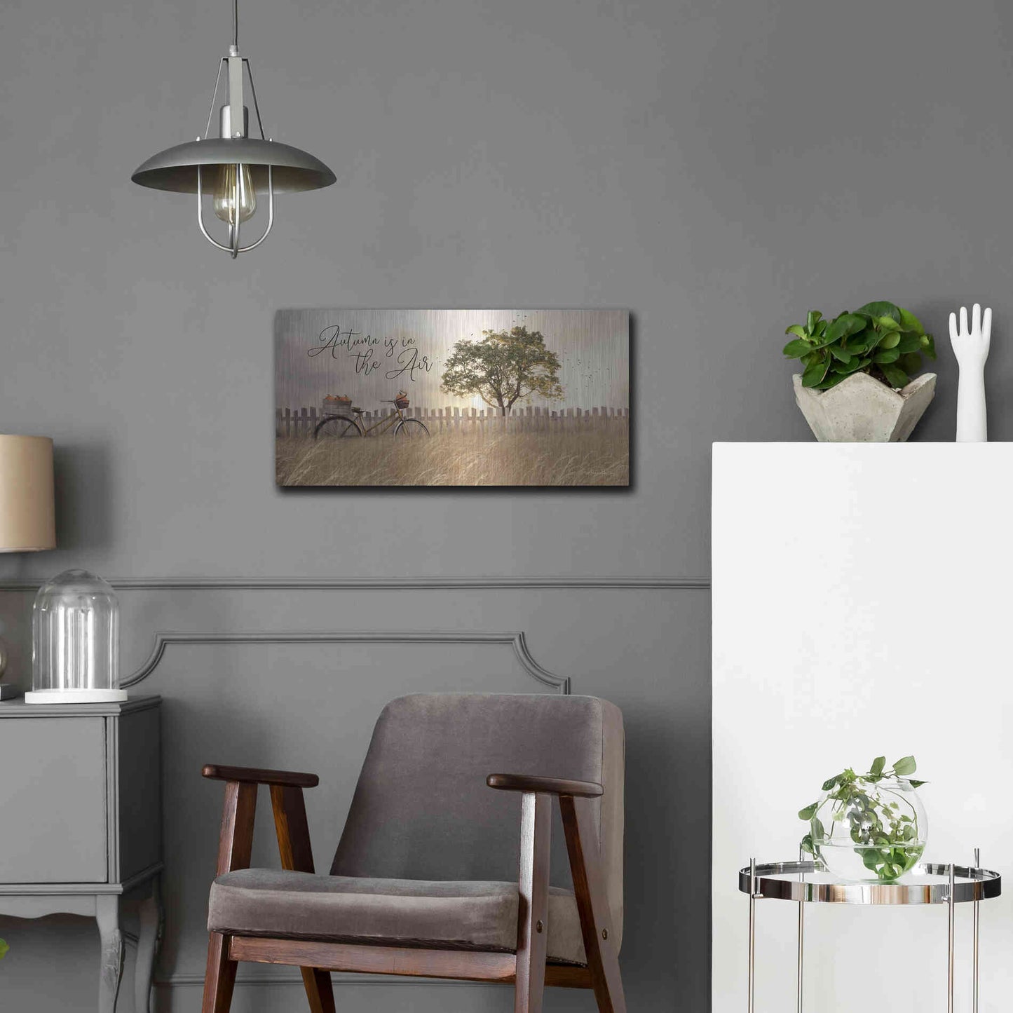 Luxe Metal Art 'Autumn is in the Air' by Lori Deiter, Metal Wall Art,24x12