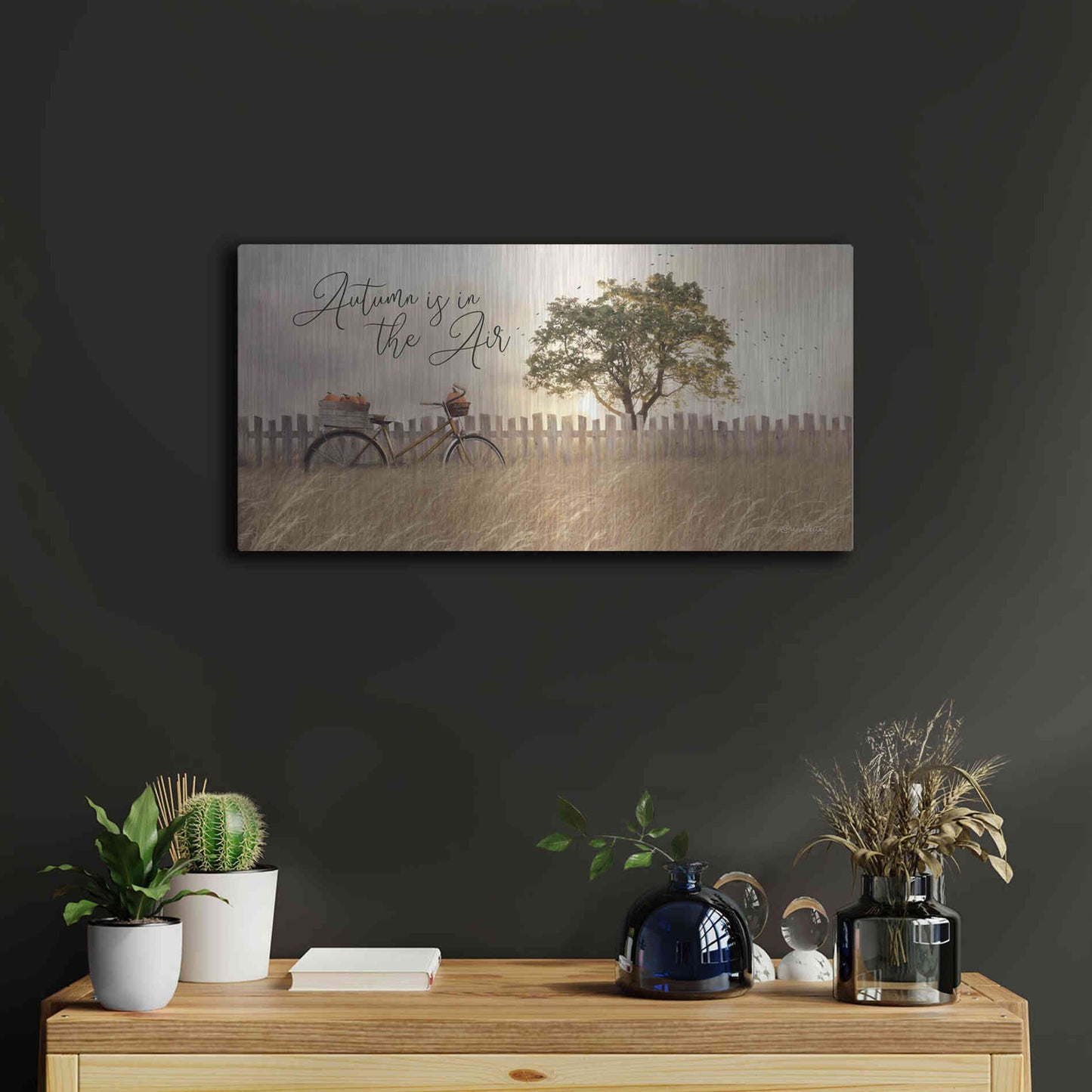 Luxe Metal Art 'Autumn is in the Air' by Lori Deiter, Metal Wall Art,24x12