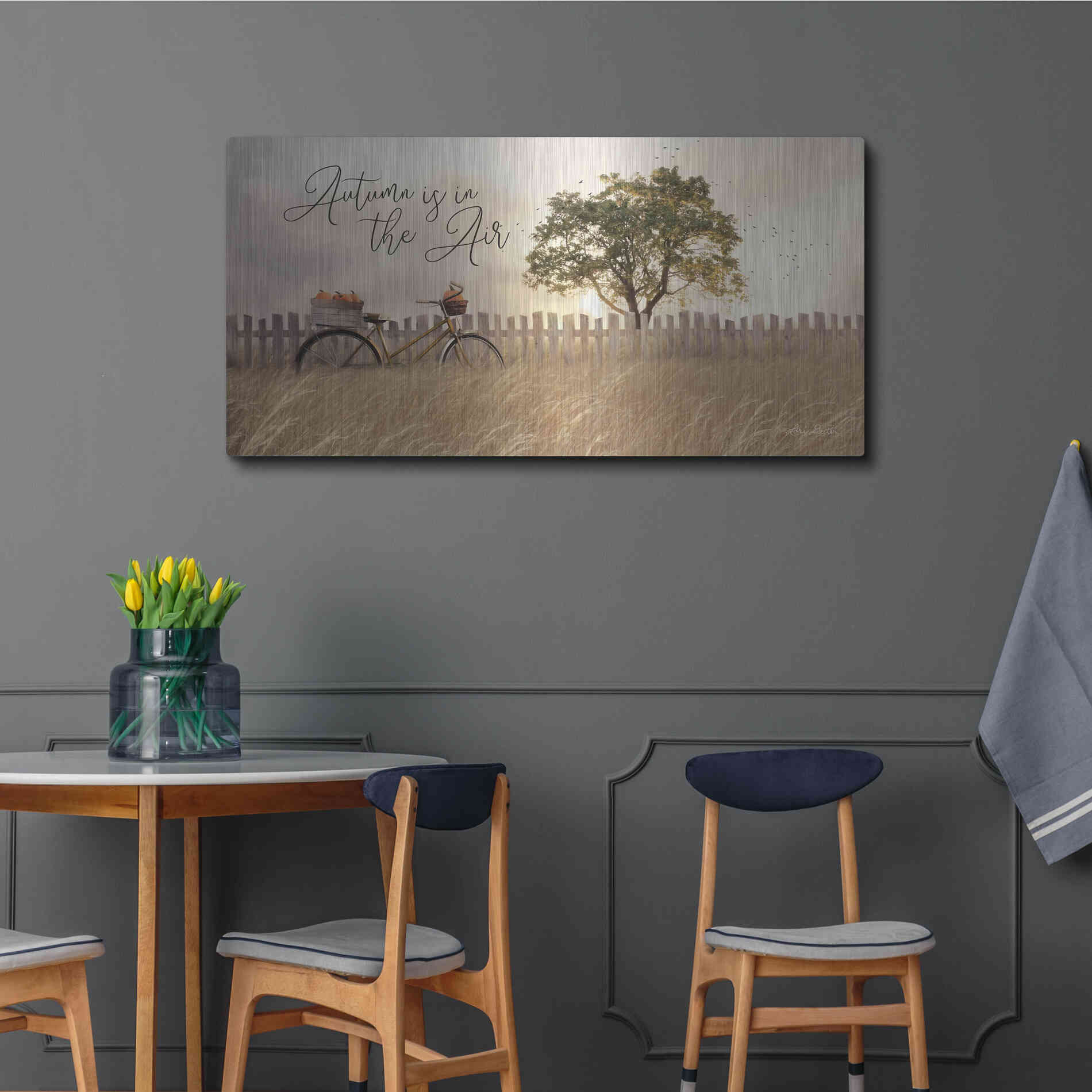 Luxe Metal Art 'Autumn is in the Air' by Lori Deiter, Metal Wall Art,48x24