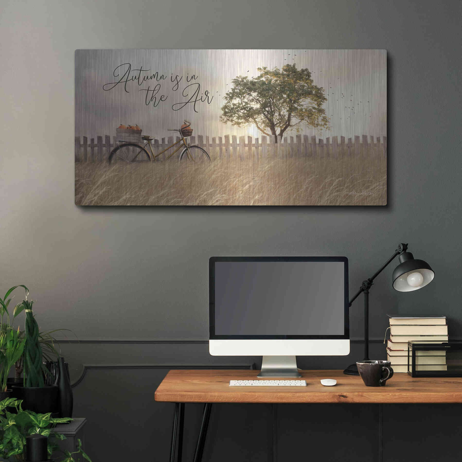 Luxe Metal Art 'Autumn is in the Air' by Lori Deiter, Metal Wall Art,48x24