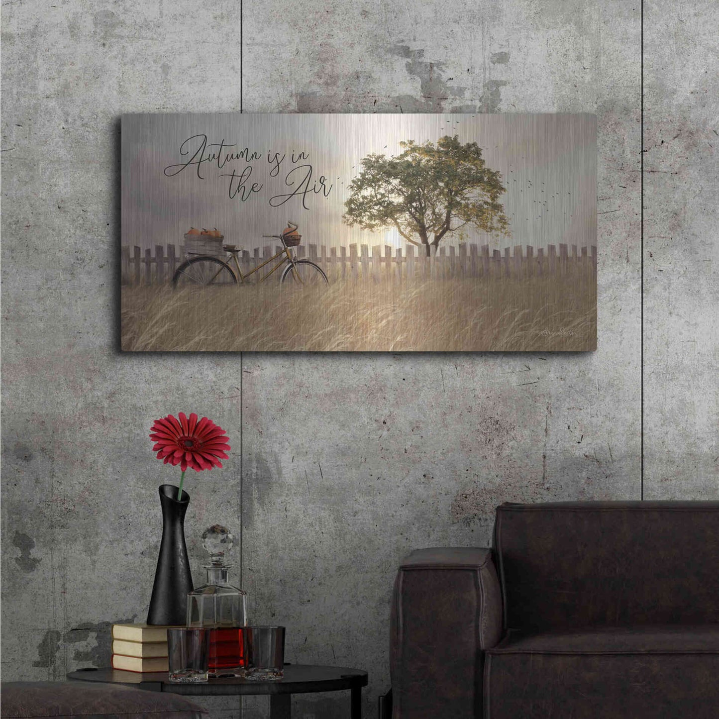 Luxe Metal Art 'Autumn is in the Air' by Lori Deiter, Metal Wall Art,48x24