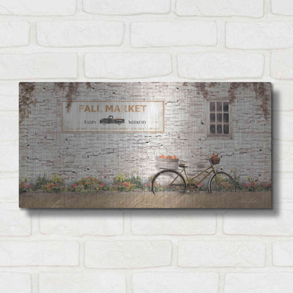 Luxe Metal Art 'Fall Market with Bike' by Lori Deiter, Metal Wall Art,24x12