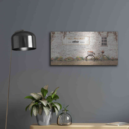 Luxe Metal Art 'Fall Market with Bike' by Lori Deiter, Metal Wall Art,24x12