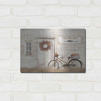 Luxe Metal Art 'Pumpkin Bicycle' by Lori Deiter, Metal Wall Art,16x12
