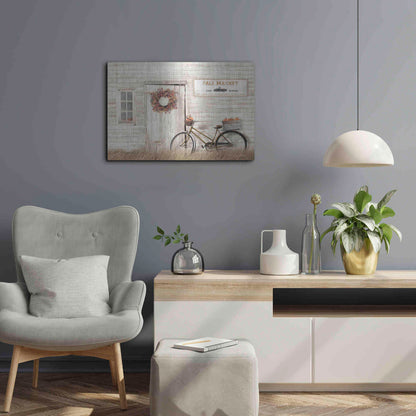 Luxe Metal Art 'Pumpkin Bicycle' by Lori Deiter, Metal Wall Art,24x16