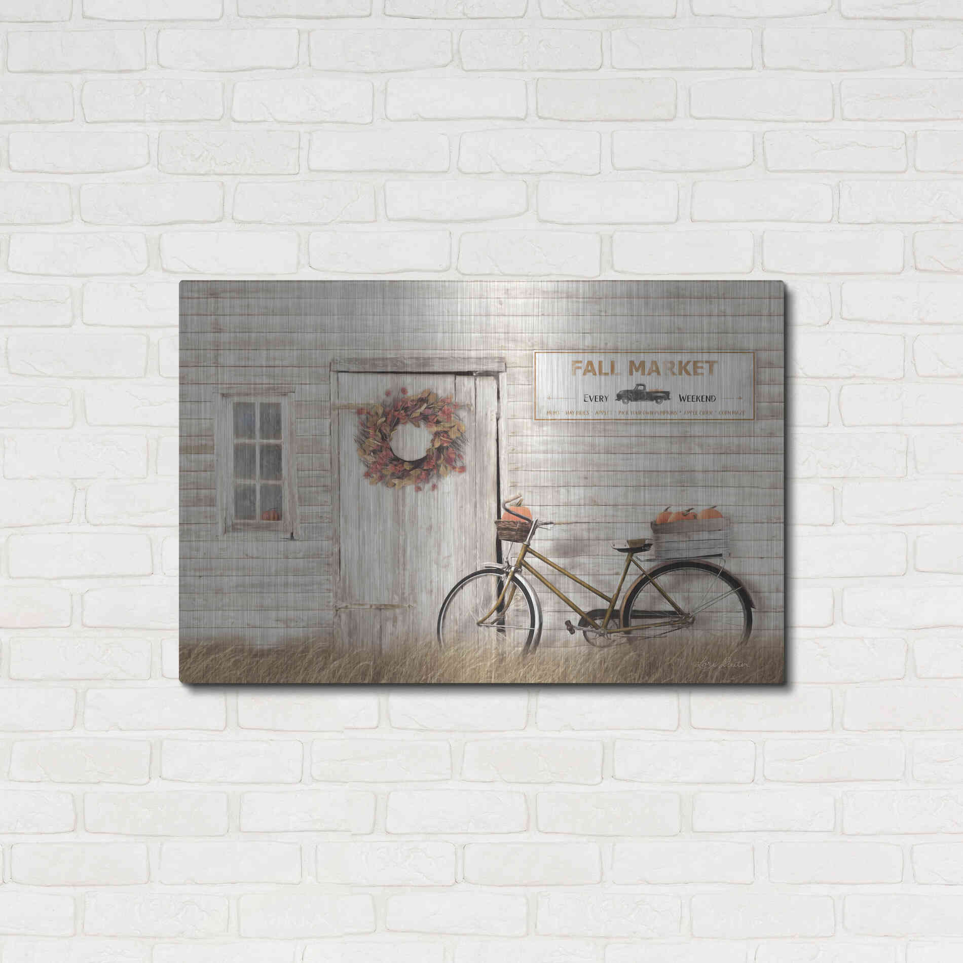 Luxe Metal Art 'Pumpkin Bicycle' by Lori Deiter, Metal Wall Art,36x24