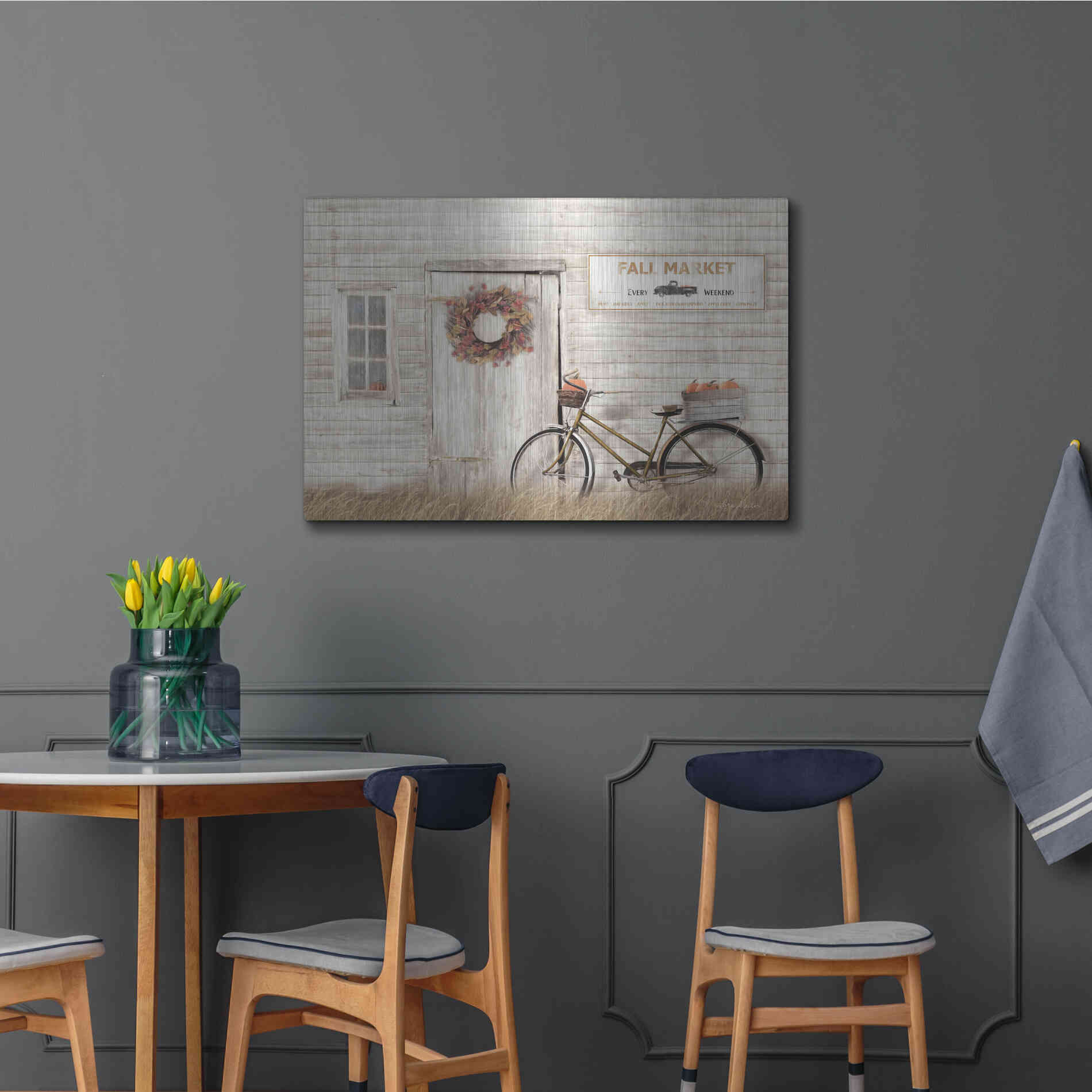Luxe Metal Art 'Pumpkin Bicycle' by Lori Deiter, Metal Wall Art,36x24