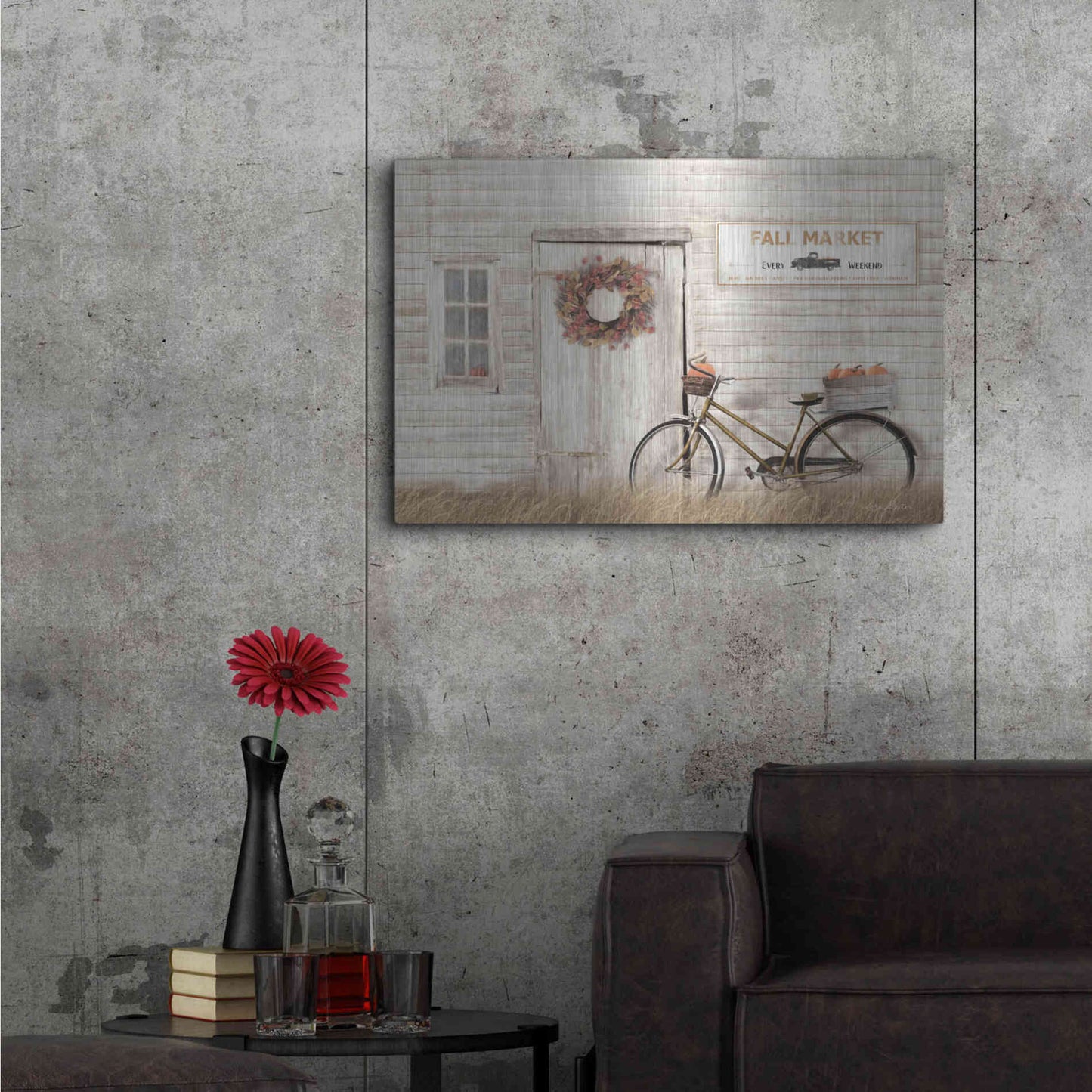 Luxe Metal Art 'Pumpkin Bicycle' by Lori Deiter, Metal Wall Art,36x24